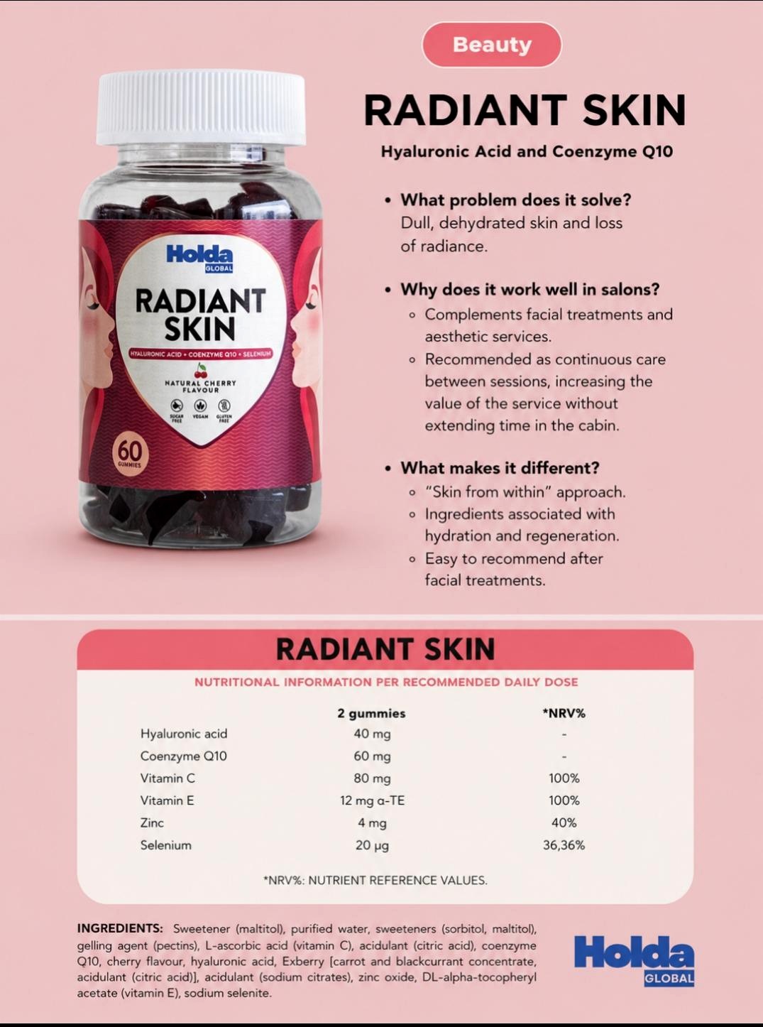 Radiant Skin product information artwork
