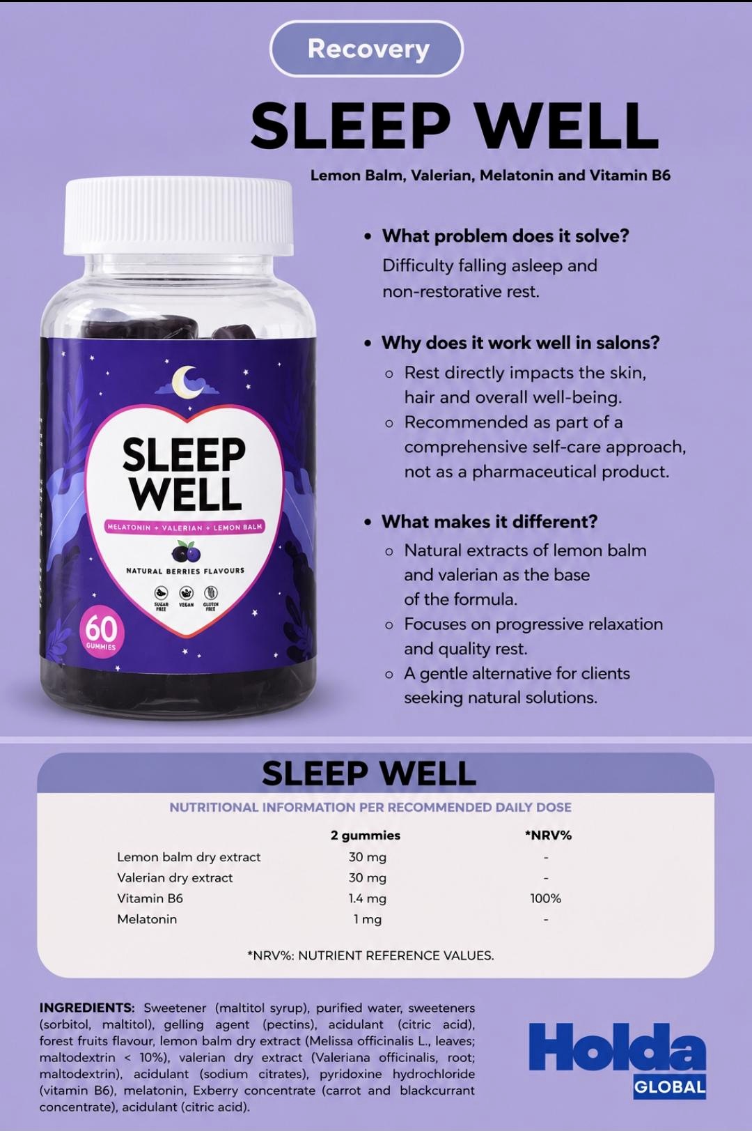 Sleep Well product information artwork